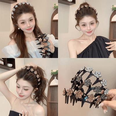 Fascia per capelli antiscivolo di lusso versatile con fiori per donne ragazze elegante fascia per capelli squisiti accessori per capelli regali