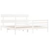 Solid Wood Bed with Headboard White 200x200 cm