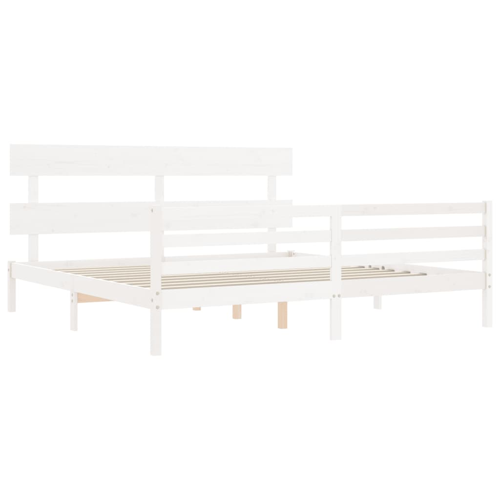 Solid Wood Bed with Headboard White 200x200 cm