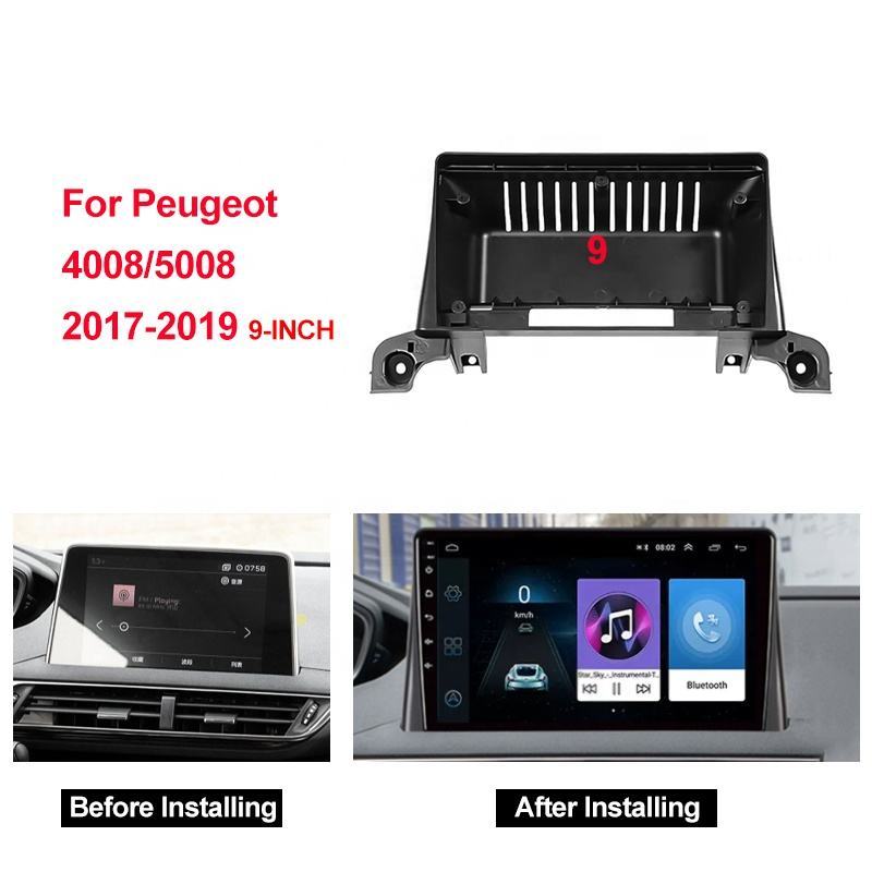 1/2Din Car DVD Only Frame For Peugeot 4008 5008 2017-2019  Audio Fitting Adaptor Dash Trim Facia Panel 9inch Double Radio Player