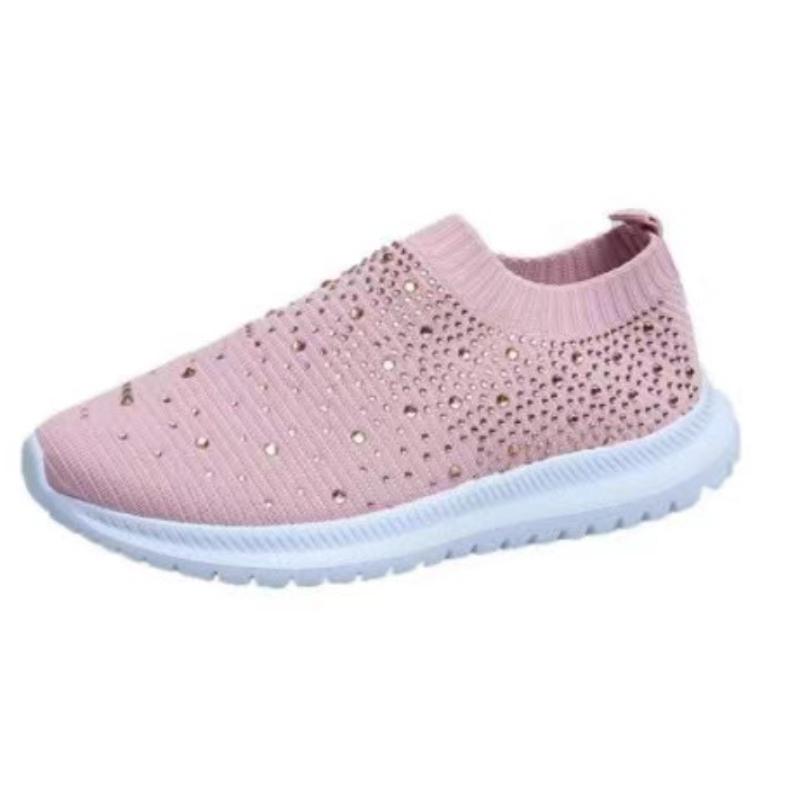 Scarpe da passeggio da donna, traspiranti, leggere, comode, con decorazioni in strass