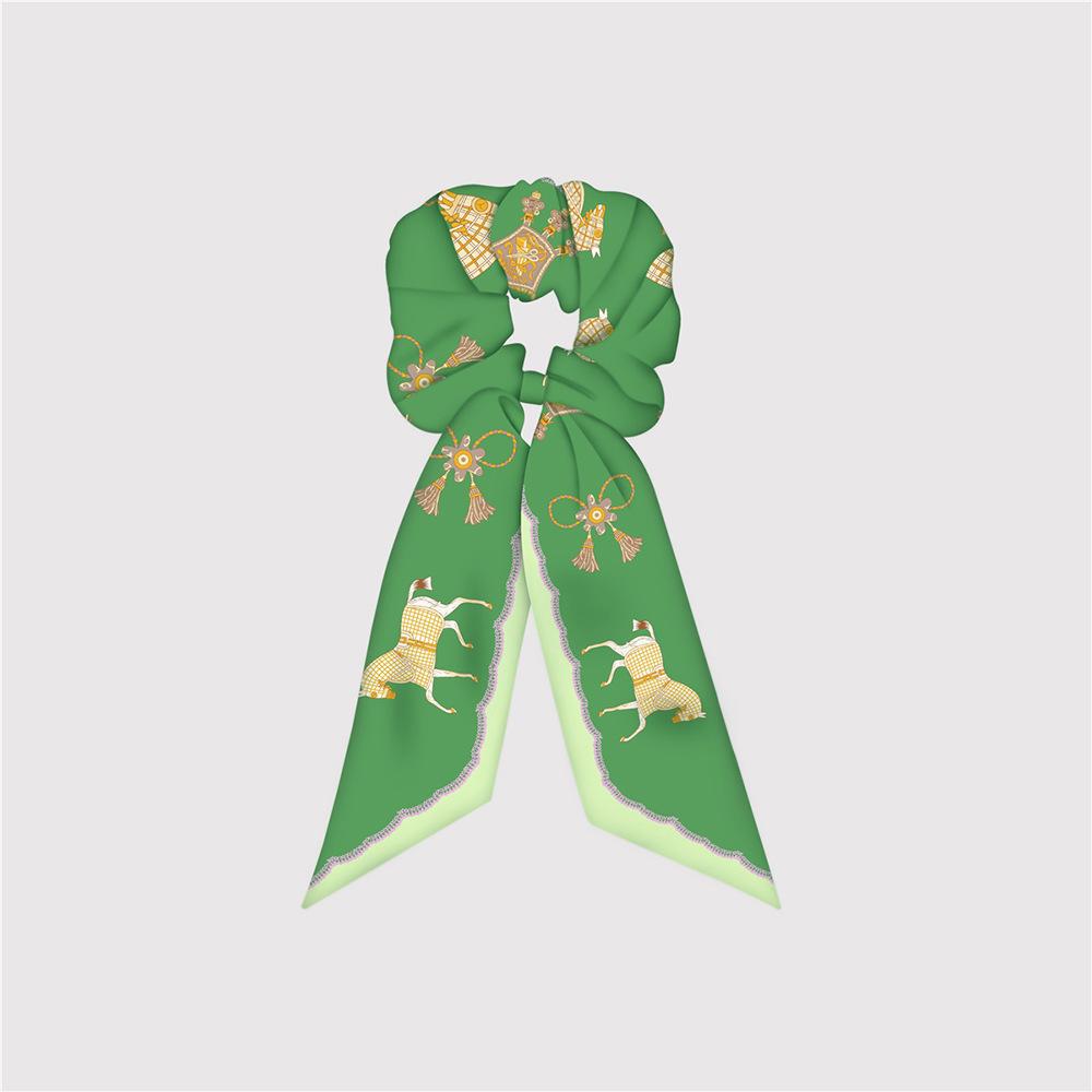 Naturalny Jedwab Duże Gumki do Włosów Gumki Wstążki do Włosów Wzór Łańcucha Elastyczne Gumki do Włosów Kucyk Kobiety Elegancki Szalik Akcesoria do Włosów