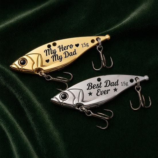2 Pcs Fishing Lures with Wooden Box Set, We Hooked The Best Dad Personalized Engraved Fishing Lures, Father's Day Gift for Dad, Husband