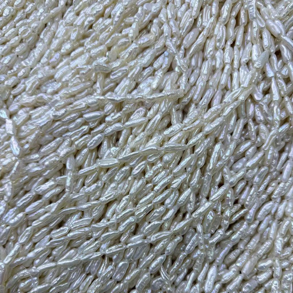 1String, White Natural Freshwater Pearls, Pipa Pearl Beads for Jewelry Making DIY Crafts (Beads 4-5×5-7mm, Length 36cm)