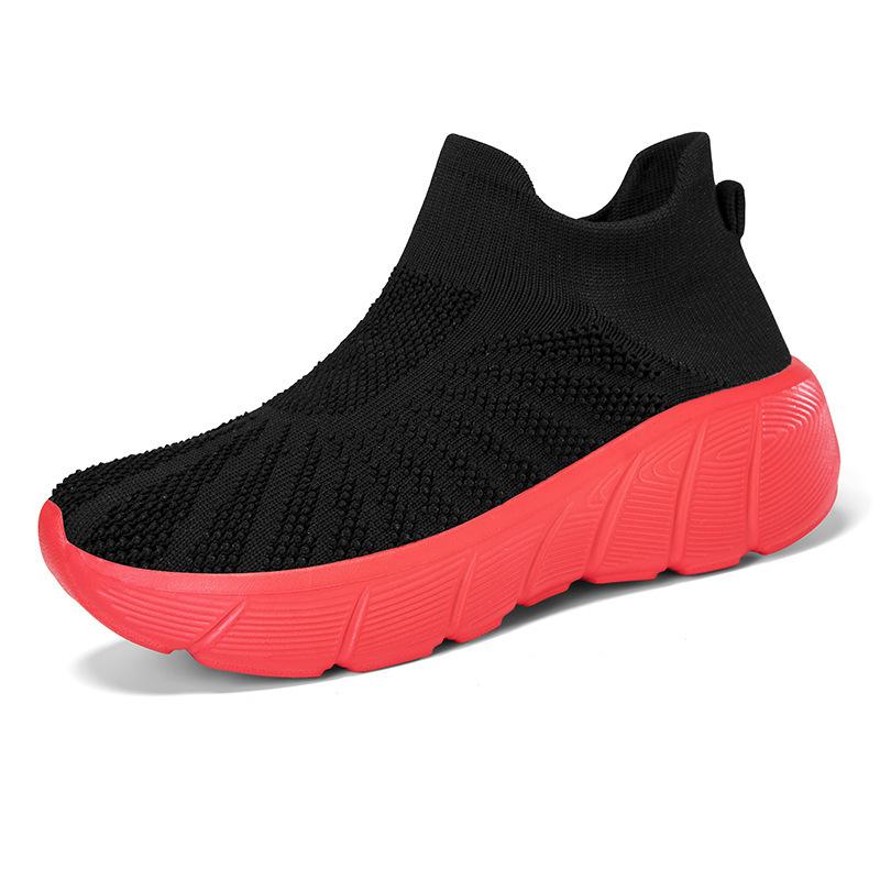 Fashion Outdoor Casual Running Shoes Men Slip-On Knitted Socks Sneakers Breathable Lightweight Mesh Lazy Shoes Easy Wear Rubber Outsole