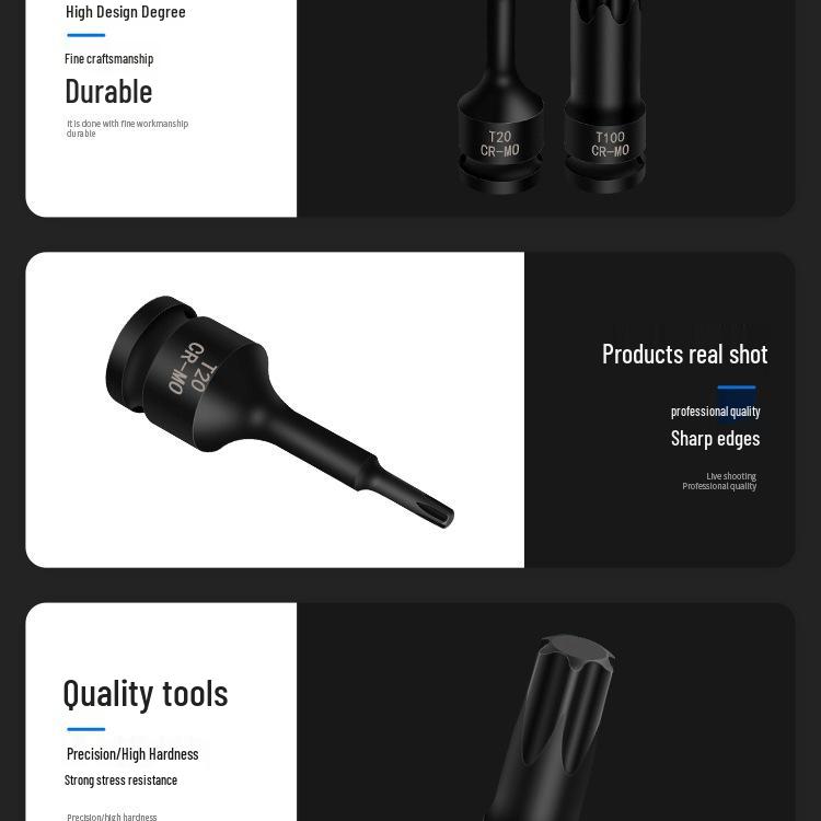 T20-T60 Torx Hex Bits & Socket Set with Pneumatic Wrench Tool