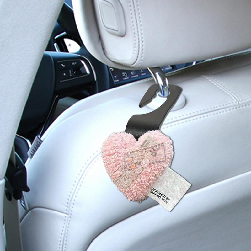 Car Seat Hooks For Headrest Heart Shape Cartoon Headrest Hooks 2PCS Space Saving Backseat Hanger Cute Storage Hanger For Tote