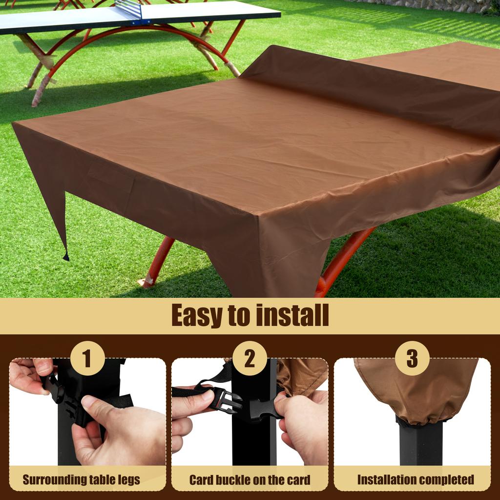 Table Tennis Table Cover 210D Oxford Fabric Waterproof Ping Pong Table Cover Outdoor Terrace Long Tables Cover for 4 Seasons Use