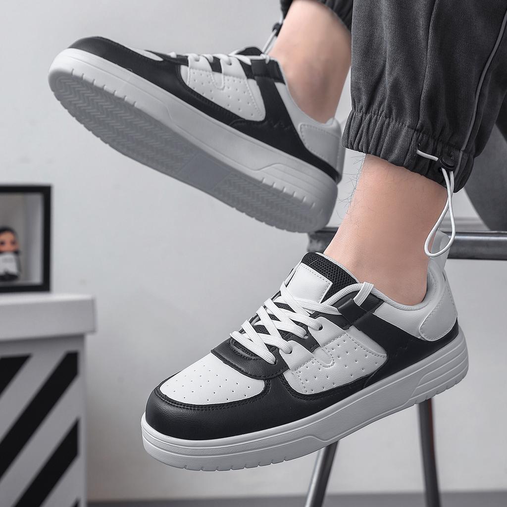 PU Leather Casual Sports Shoes Unisex Running Sneakers Fashion Board Shoes Walking Shoes Lightweight Non-slip