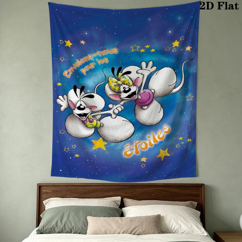 Diddl Pattern Wall Tapestry Aesthetic Wall Hanging Printed Fabric Blanket Decorative Tapestries for Bedroom Living Room Home Decor