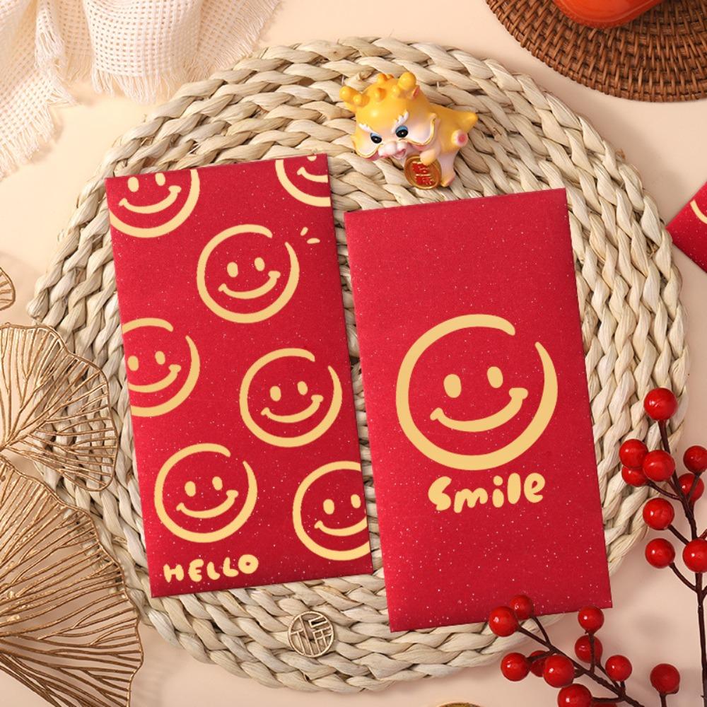 6Pcs Shining Spring Festival Red Pocket Stamp Design Lucky Money Bag  2024 Year of Dragon