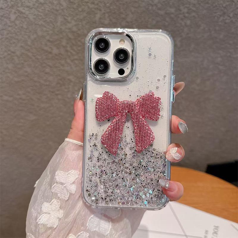 Glitter sequined butterfly transparent Epoxy mobile phone case is suitable for Apple 17 women's Iphone16 light luxury 15 women's fashion