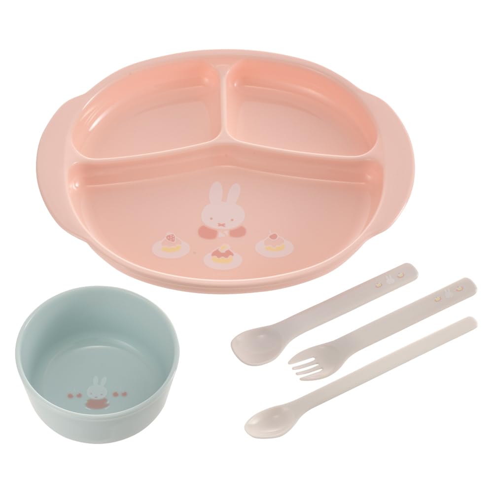 Richell Miffy Tableware Set MD Lunch Childcare Baby Baby (Set contents Bowl, Plate, Spoon, Spoon, Fork)