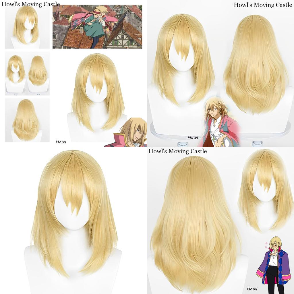 Gold-colored Howl Cosplay Wig With Realistic Scalp Top
