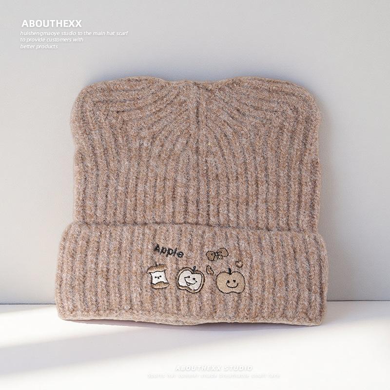 New Autumn and Winter Cute Cat Ears Hat for Women Versatile Face Showing Small Knitted Hat Ear Protection Warm Woolen Hat Trendy