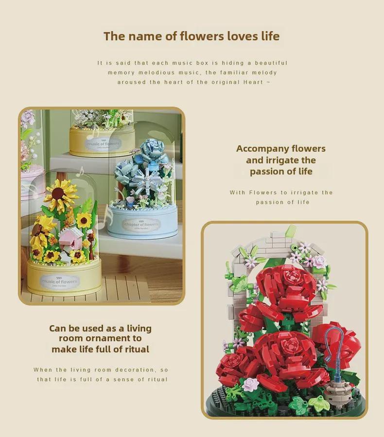 Eternal Rose Music Box Bouquet: Adult Assembled Valentine's Day Gift and Desktop Ornament