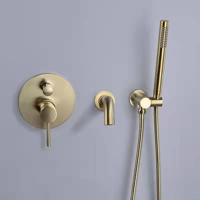Tuqiu Brushed Gold Bathroom Bathtub Mixer Set Hot and Cold Rose Gold Bath Shower Faucets Wall Mounted Bathtub Shower Faucet Set