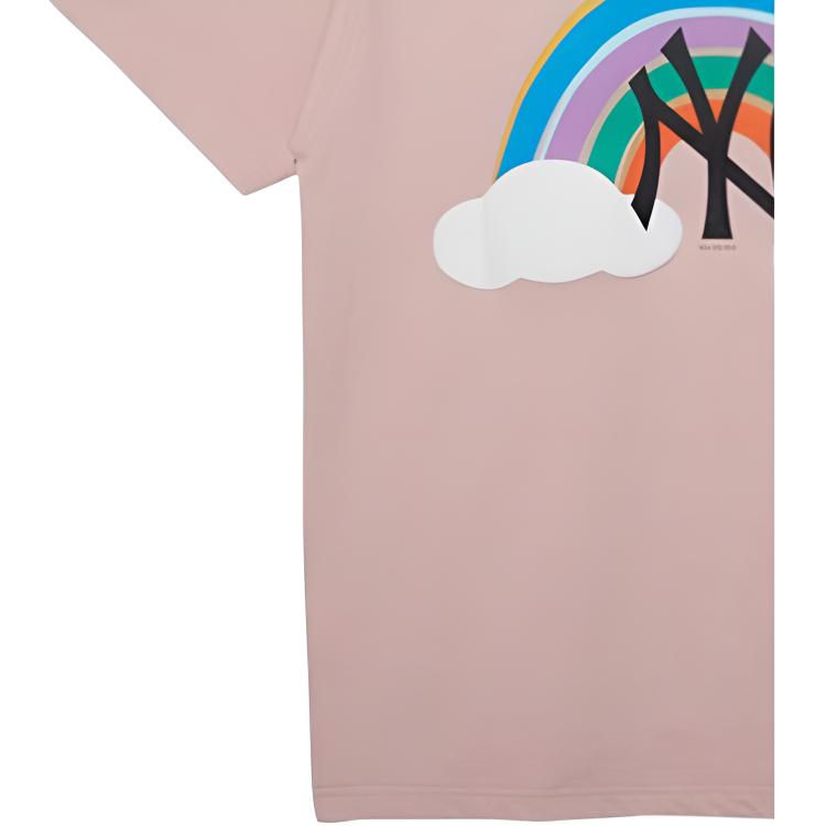 New Era SS22 Letter Rainbow Print Short Sleeve T-Shirt Unisex T-Shirt Pink 13280313