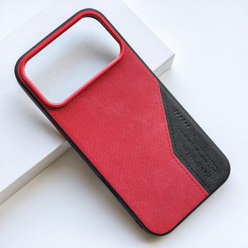 

For iPhone 17 16 15 Pro Max Case Vintage Color Block Denim PU Plain Leather + Metal Button Cover for iPhone17 iPhone17 Pro Max