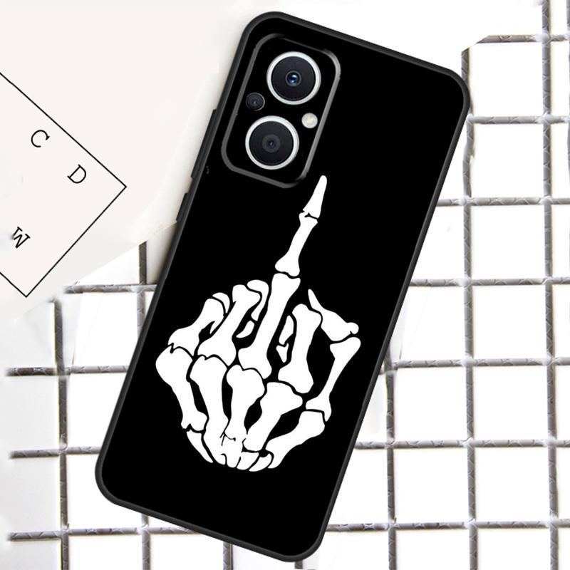 Skeleton Middle Finger Phone Case For OPPO Reno 12F 12 13 11 14 F 10 Pro 8T 7 8 Lite OPPO Find X8 X6 X5 Pro Cover