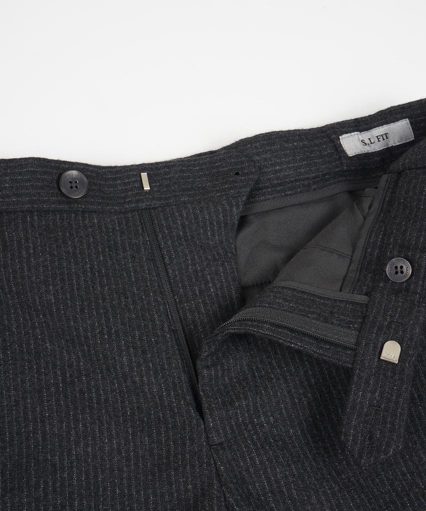 BIRBANTE Spandex S.L Fit Hidden Elastic Waist Slacks - Charcoal Stripe