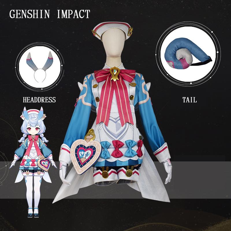 Game Genshin Impact Sigewine Cosplay Costume Wig Dress Full Set Fontaine Sigewine Fortress Head Nurse Uniform Halloween Party