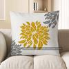 Home Decor Yellow &amp; Gray Floral Patterned Decorative Pillow Pattern Cushion Cover Suitable For Sofa Bedroom Car Pillow Cover