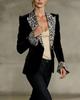 Multi-color Leopard Print Velvet Suit with Bell Sleeves and Faux Pockets - Women's Fashion