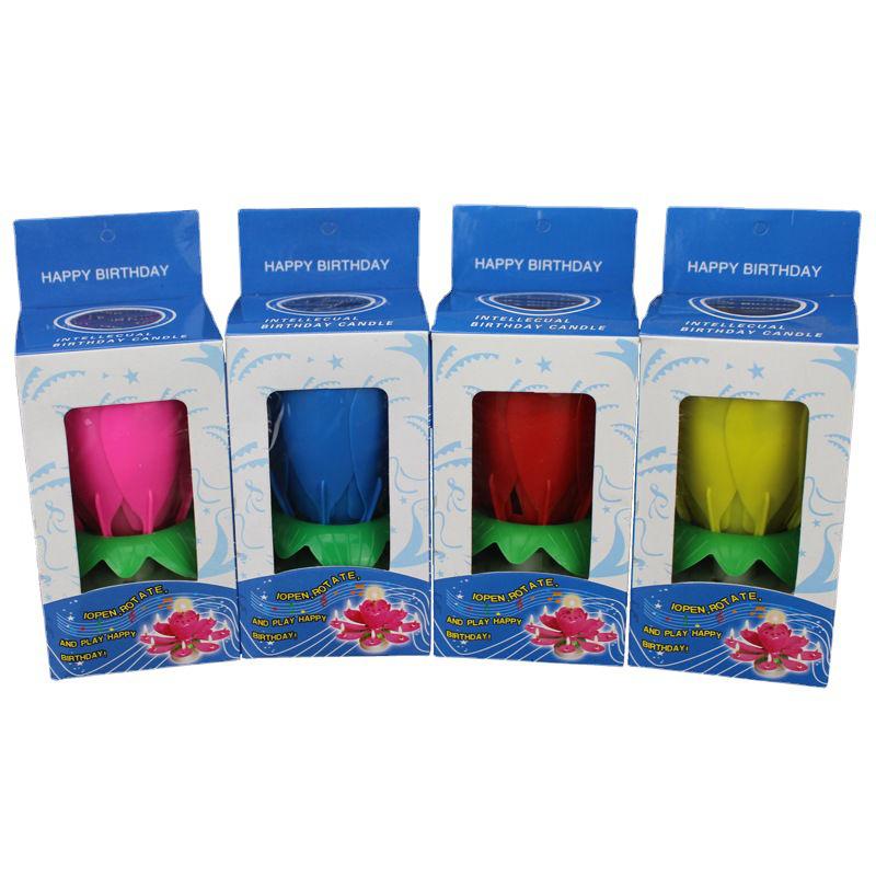 Creative Rotating Lotus Music Birthday Candle for Cakes