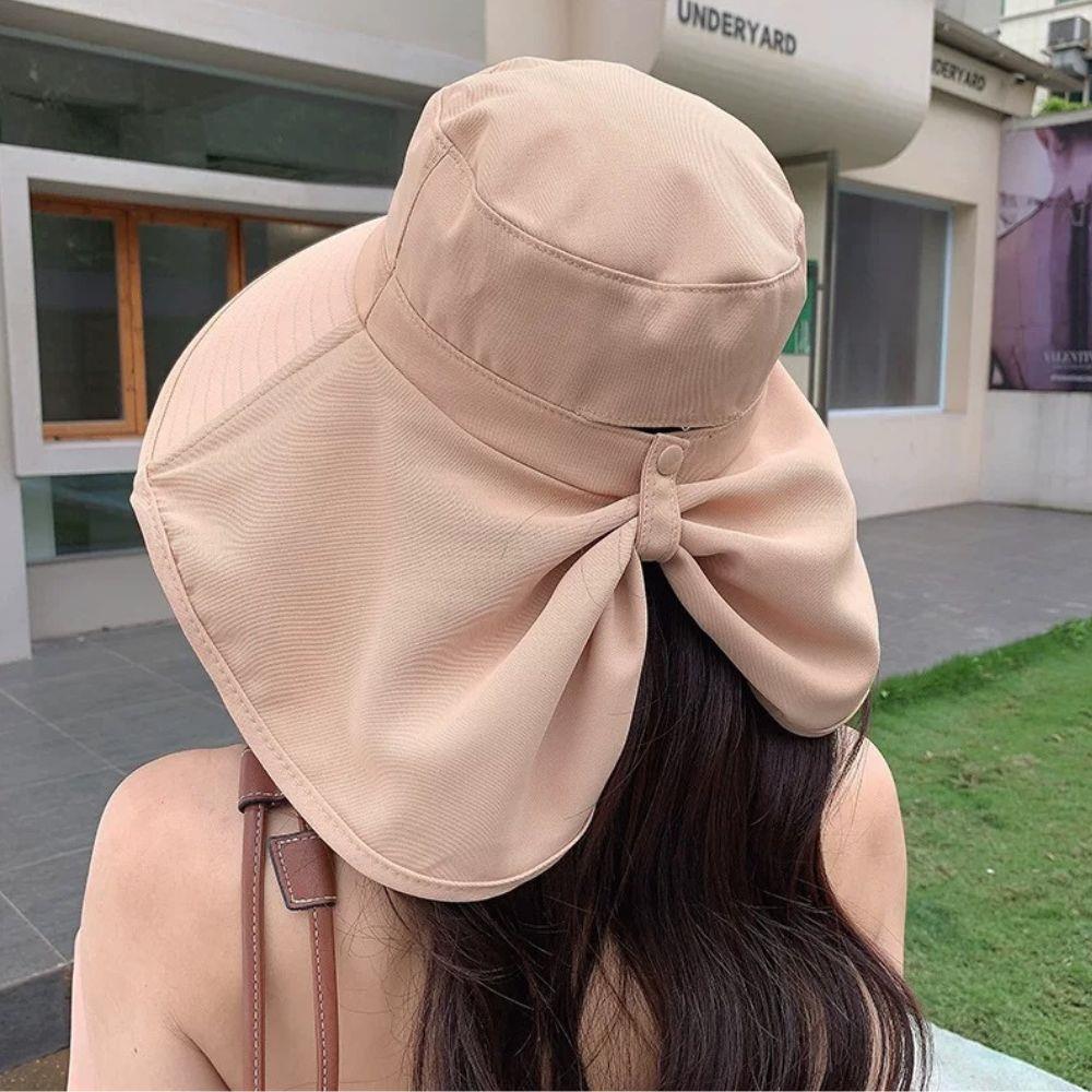 Hot Wide Brim Women Anti-UV Protection Hiking Cycling Fisherman Cap Summer Solid Beach Hat Women Neck Protection Sun Hat 50+ UPF