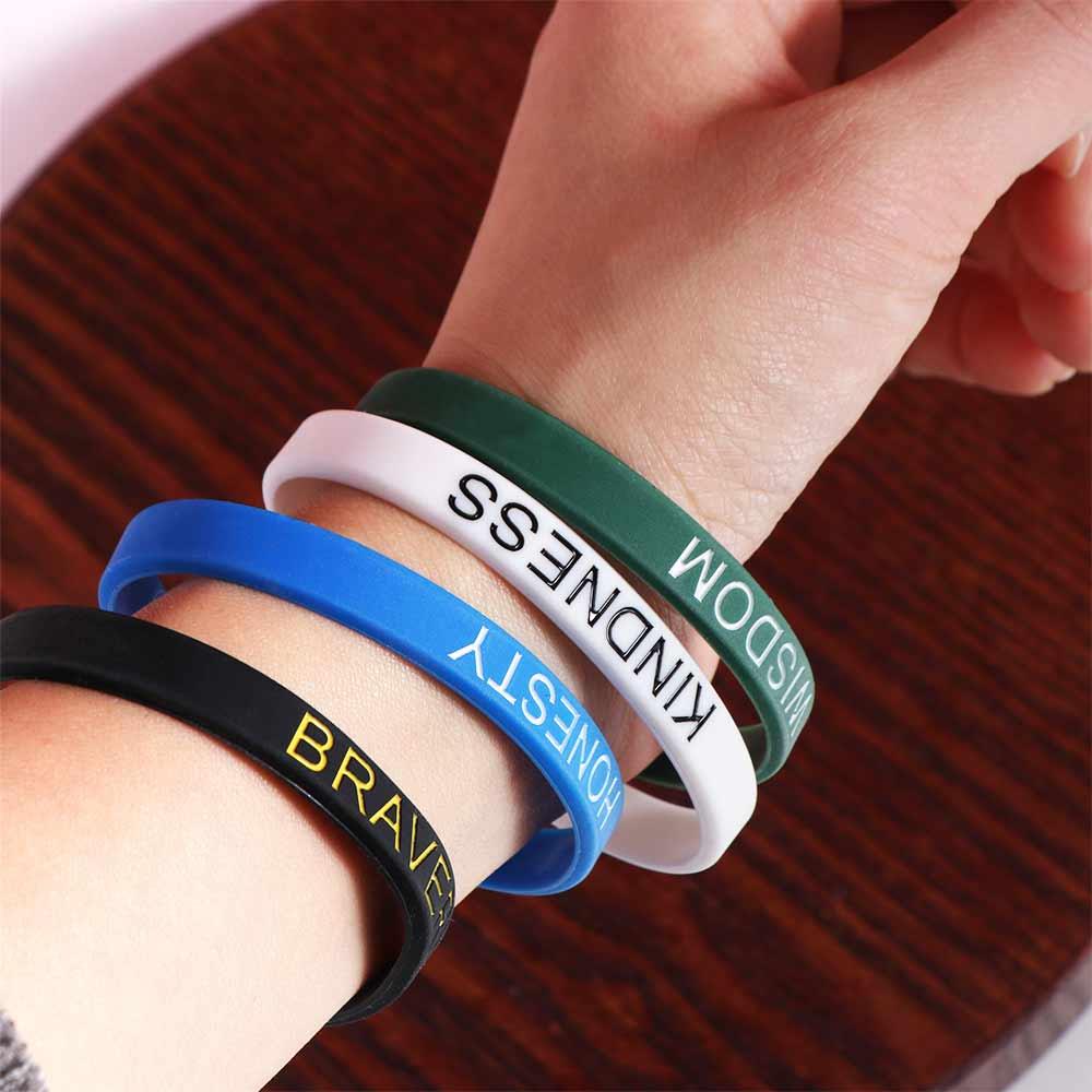 

Lettering Inspirational Quotes Wrist Bands Printed Sports Bracelets Basketball Fans Gift синій