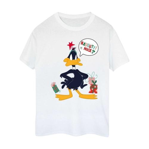 Looney Tunes Mens Naughty Or Nice Daffy Duck Cotton T-Shirt