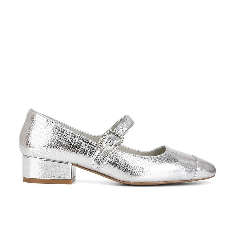 Poslat rychle! Lizhen boty dámské kulatá špička jednoslovné se středně silným podpatkem jediné boty diamantová spona koňské jediné boty