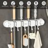 Broom Hook Holder Wall Mount Mop Organizer Vacuum Suction Cup Broom Hanger with 4 Racks and 5 Hooks Kitchen Bathroom Accessories