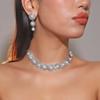 Luxury Super Flash Rhinestone Necklace Earrings Two-piece Set