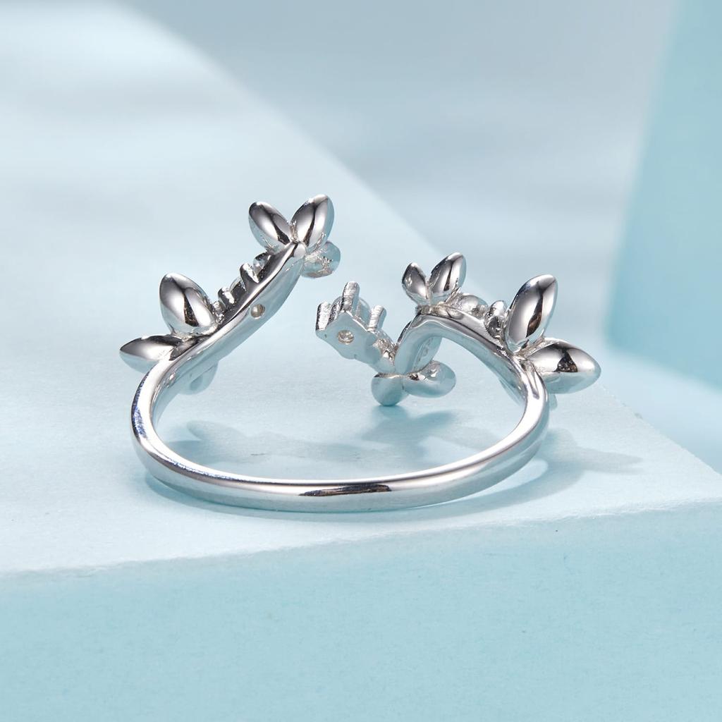 Silver adjustable ring purple FLOWERS silver 925