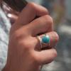 Ladies Ring, Exaggerated Round Imitation Large Turquoise Ring, Niche Design Jewelry.