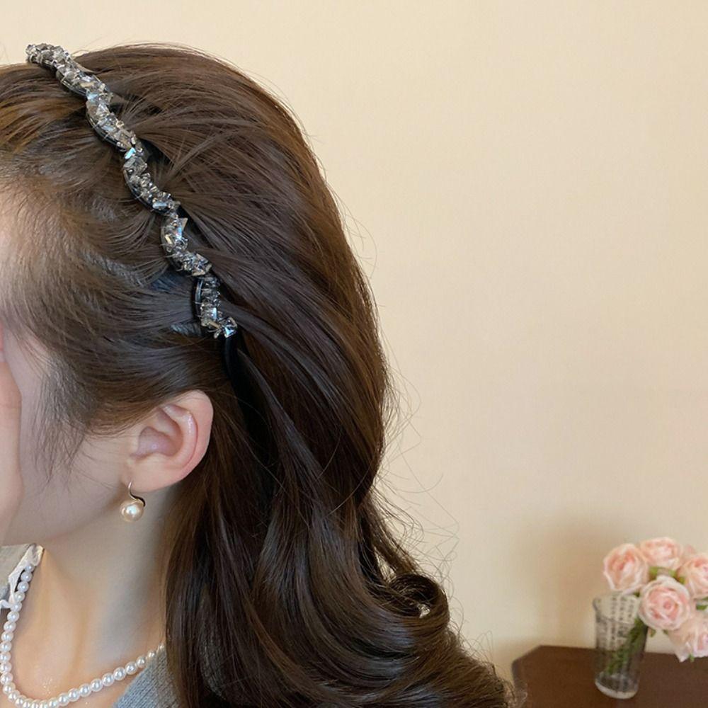 U-shaped Rhinestone Hair Band Non-Slip Face Wash Hairband Sweet Pearl Headband  Makeup