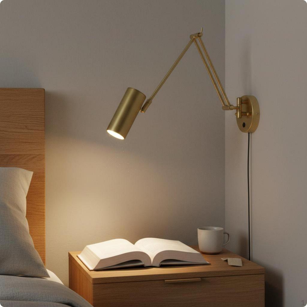 Adjustable Swing Arm Lamp Foldable Wall Light Retro Reading for Readers,