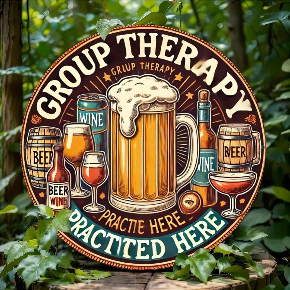 Vintage Metal Therapy Sign Wall Art for Home Bar Kitchen Decor