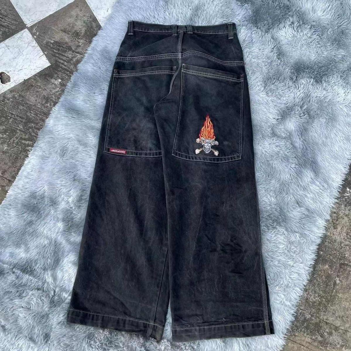 

ZYLLO Oversized Loose Hip-hop Embroidered Pattern Harajuku Jeans American Fashion Trend Y2K Loose Jeans Wide Pants Streetwear XXL
