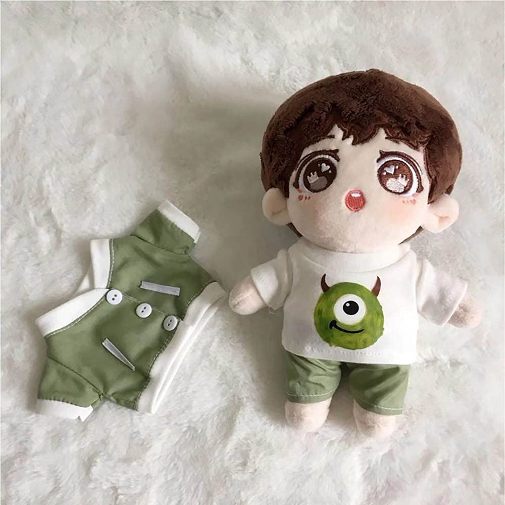 Niannyyhouse 15cm Doll Clothes for Plush Toys Jacket Pants 3 Piece Set Little Monster Clothes Cotton Doll Clothes Green Doll Baby Clothes + T-shirt +