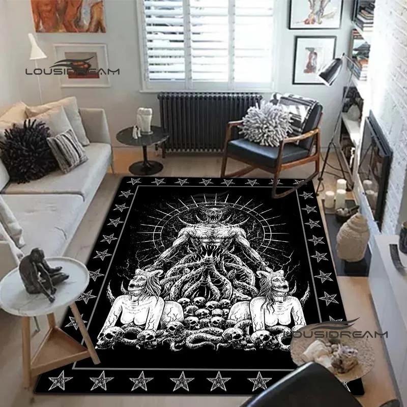 Devil Satan Lucifer Sacrifice Carpet and Rug Goat Baphont Rug Living Room Bedroom Area Carpet Study Porch Bedside Non-slip Mat