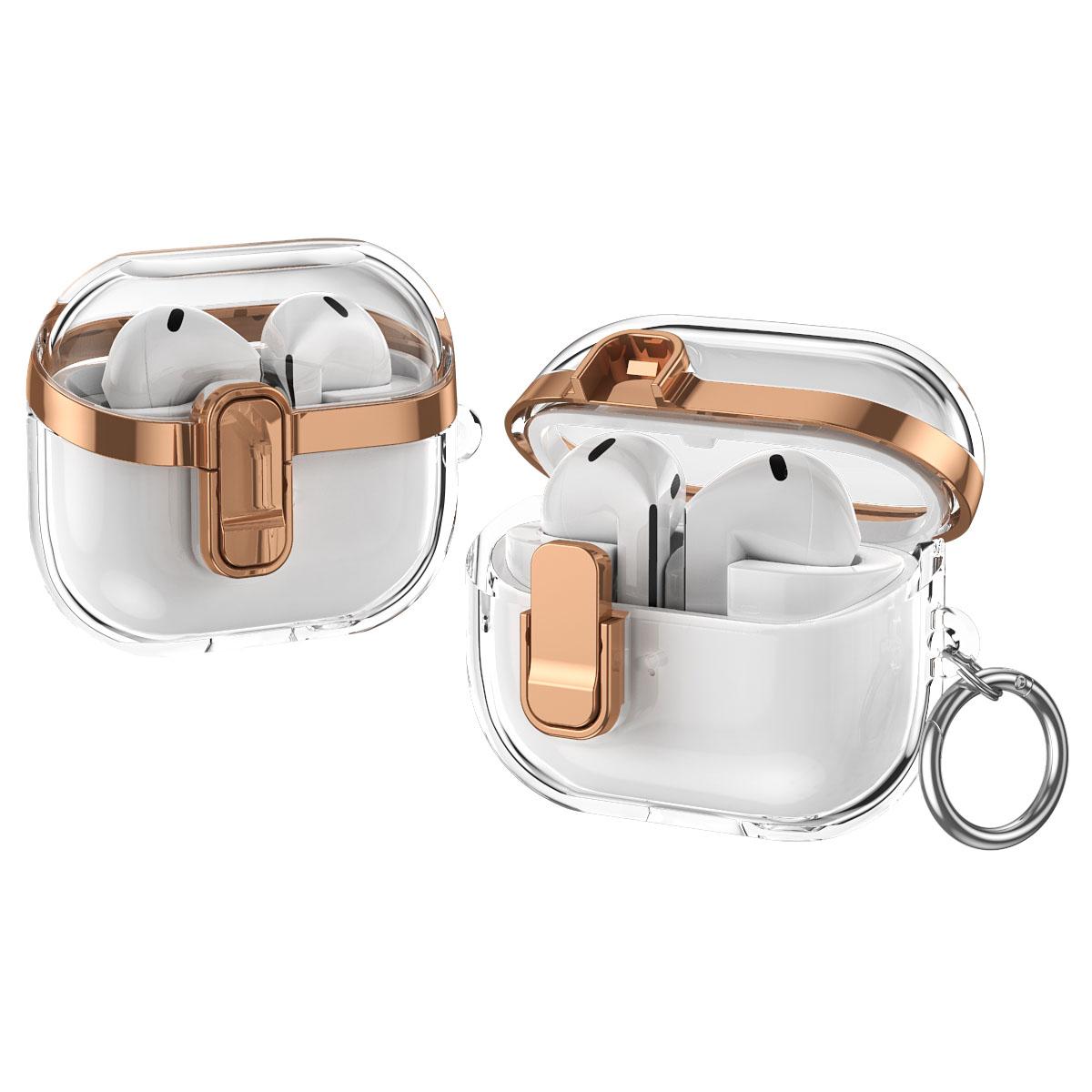 

Прозрачный чехол для Samsung Galaxy Buds3/Buds3 Pro, гальванизированный TPU + PC, защита для наушников с замком A