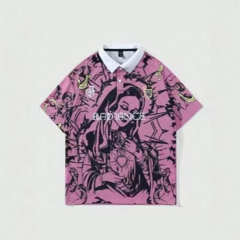 2026 summer new men's short-sleeved polo shirt with 3D angel print suitable for street casual fashion polo shirt