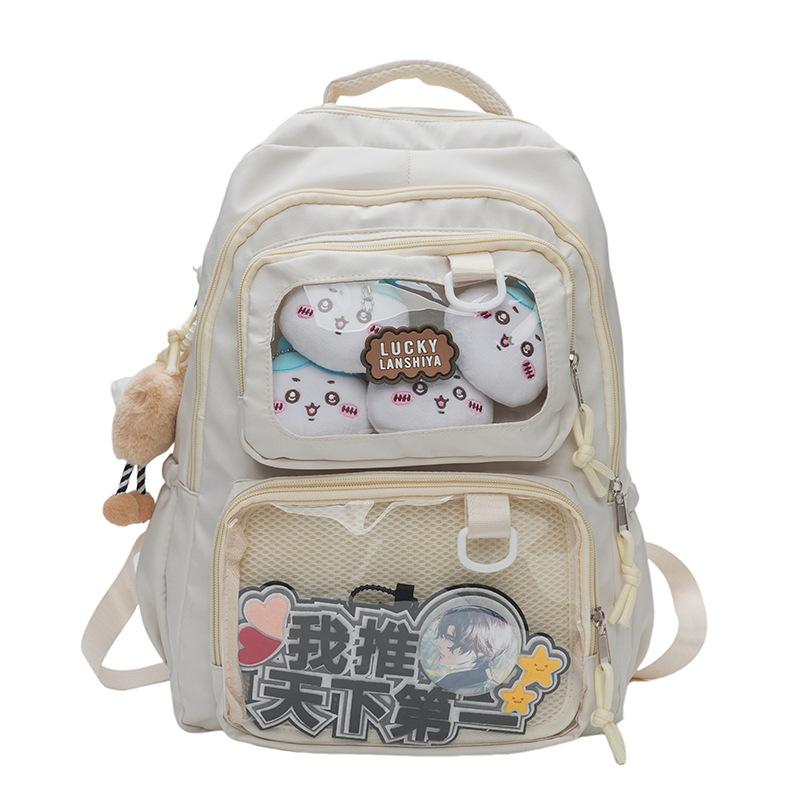 Large Capacity Backpack 2025 New College Style Schoolbag Girl Versatile Transparent Pain Bag Student Class Schoolbag