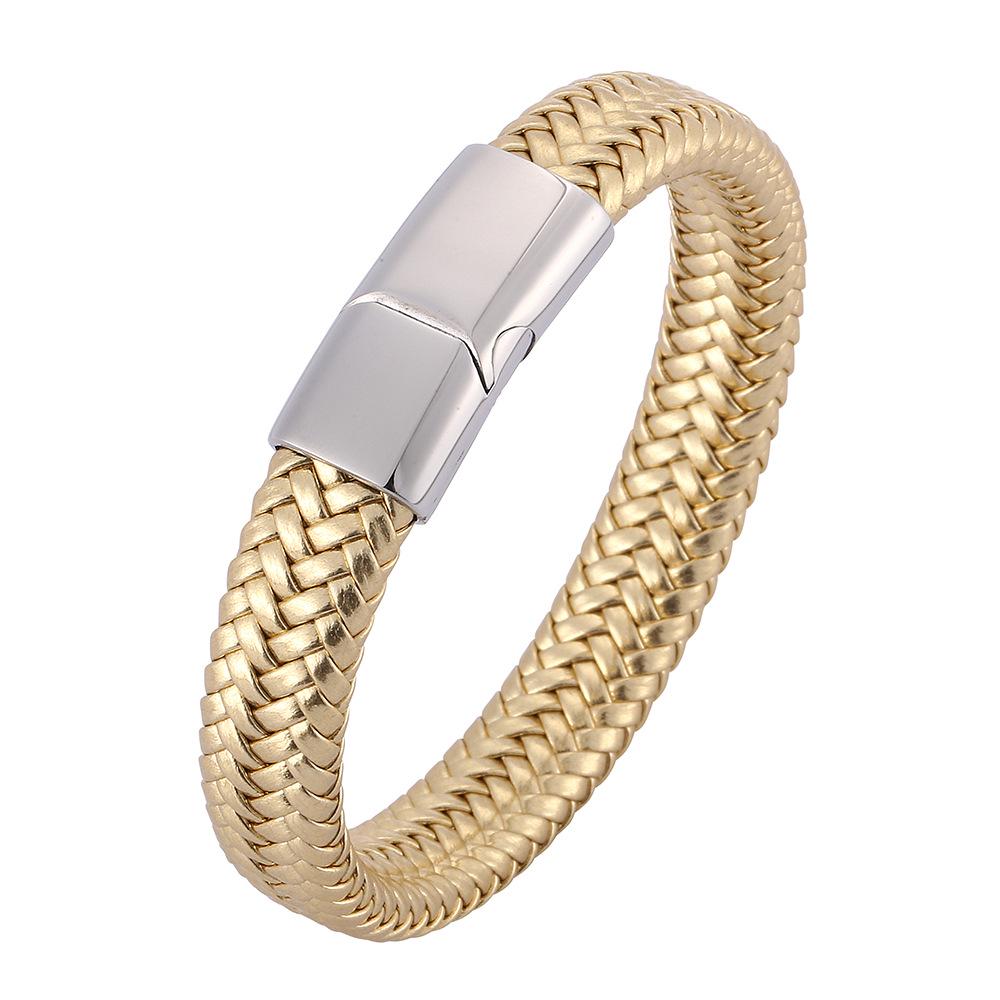 WISH Popular Men's Titanium Steel Leather Fashion Bracelet Accessories