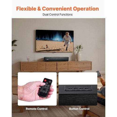 VEVOR Sound Bar for Smart TV, 2.0 Channel, 450 Mm Compact Soundbar TV Speakers for Projector, Bluetooth AUX Connection, Remote Control, Easy Setup