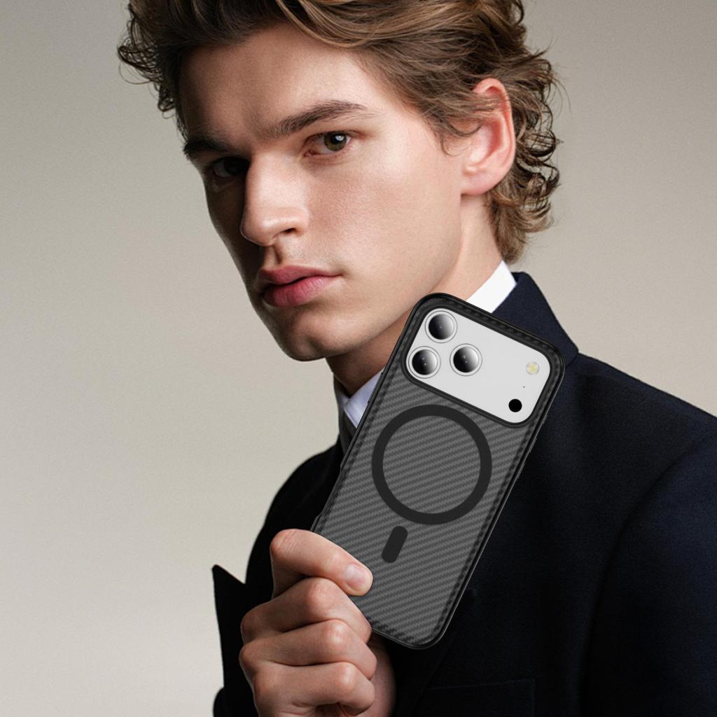 Carbon Fiber Magnetic Support Case for Apple iPhone 17 Pro Max