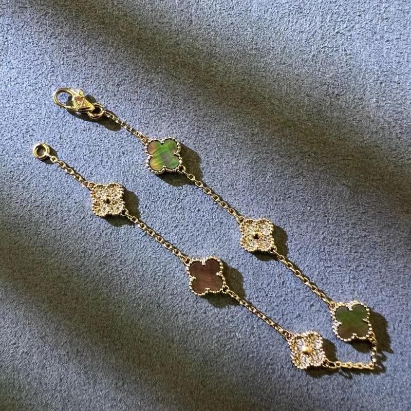9MM Mini Six-flower Four-leaf Clover Bracelet White Mother-of-pearl Purple Chalcedony CNC Craft Simple and Versatile High-end Bracelet